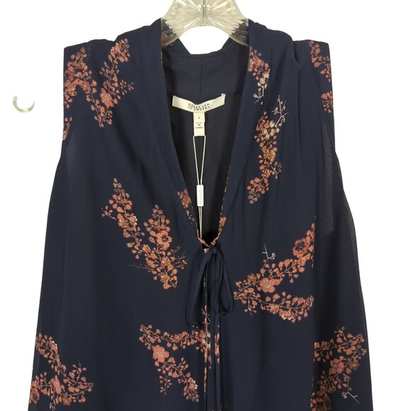 DEREK LAM 10 CROSBY Top Womens Sz 8 blue Floral sleeveless summer Bohemian - Picture 4 of 12